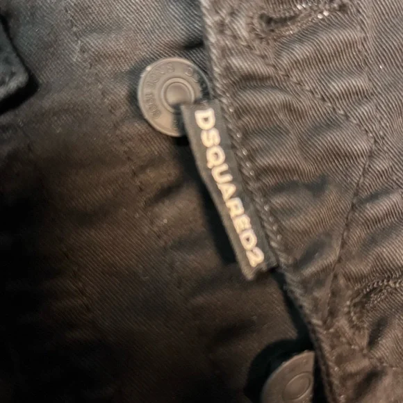 DSQUARED2 Kids Black Jean Jacket with Red and White Accents